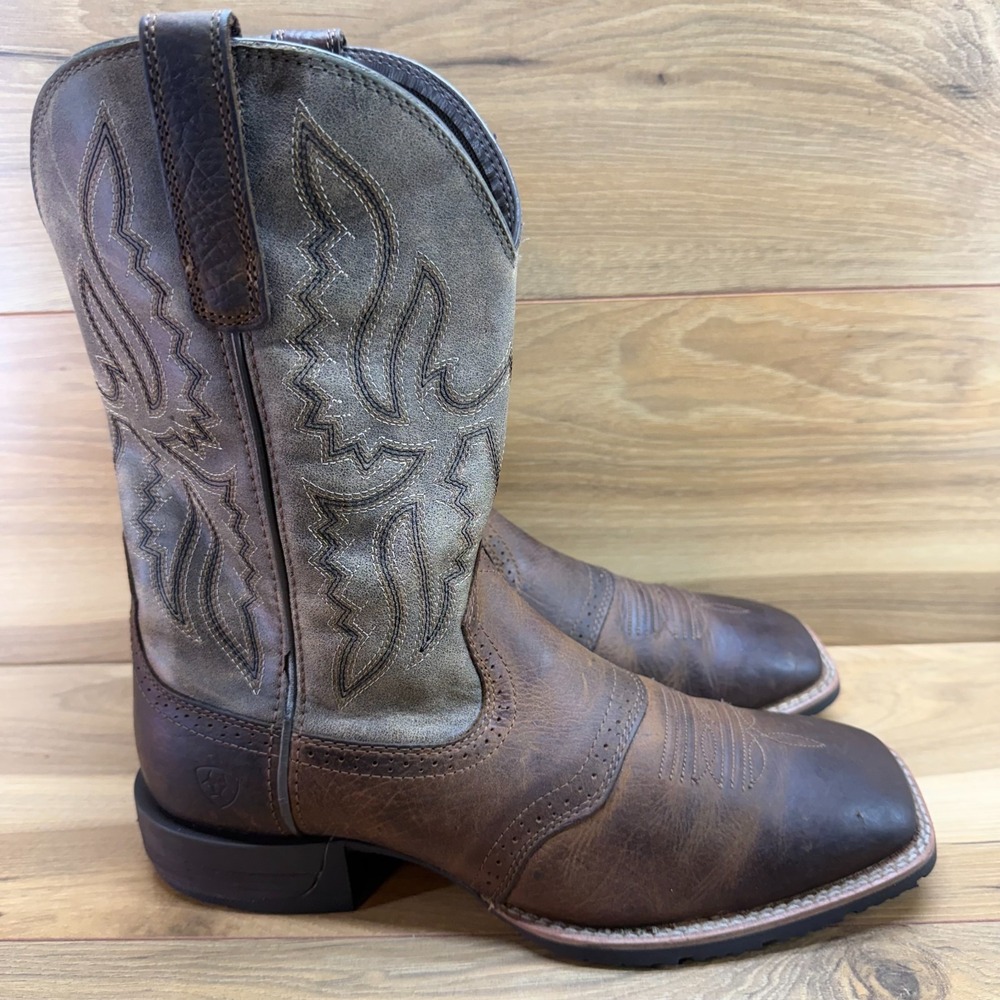 ARIAT Hybrid Ranchway Boots Mens 10.5 D Brown Leather Square Toe Ranch Rodeo